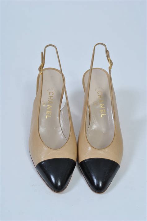 chanel block heel slingbacks|vintage Chanel slingback.